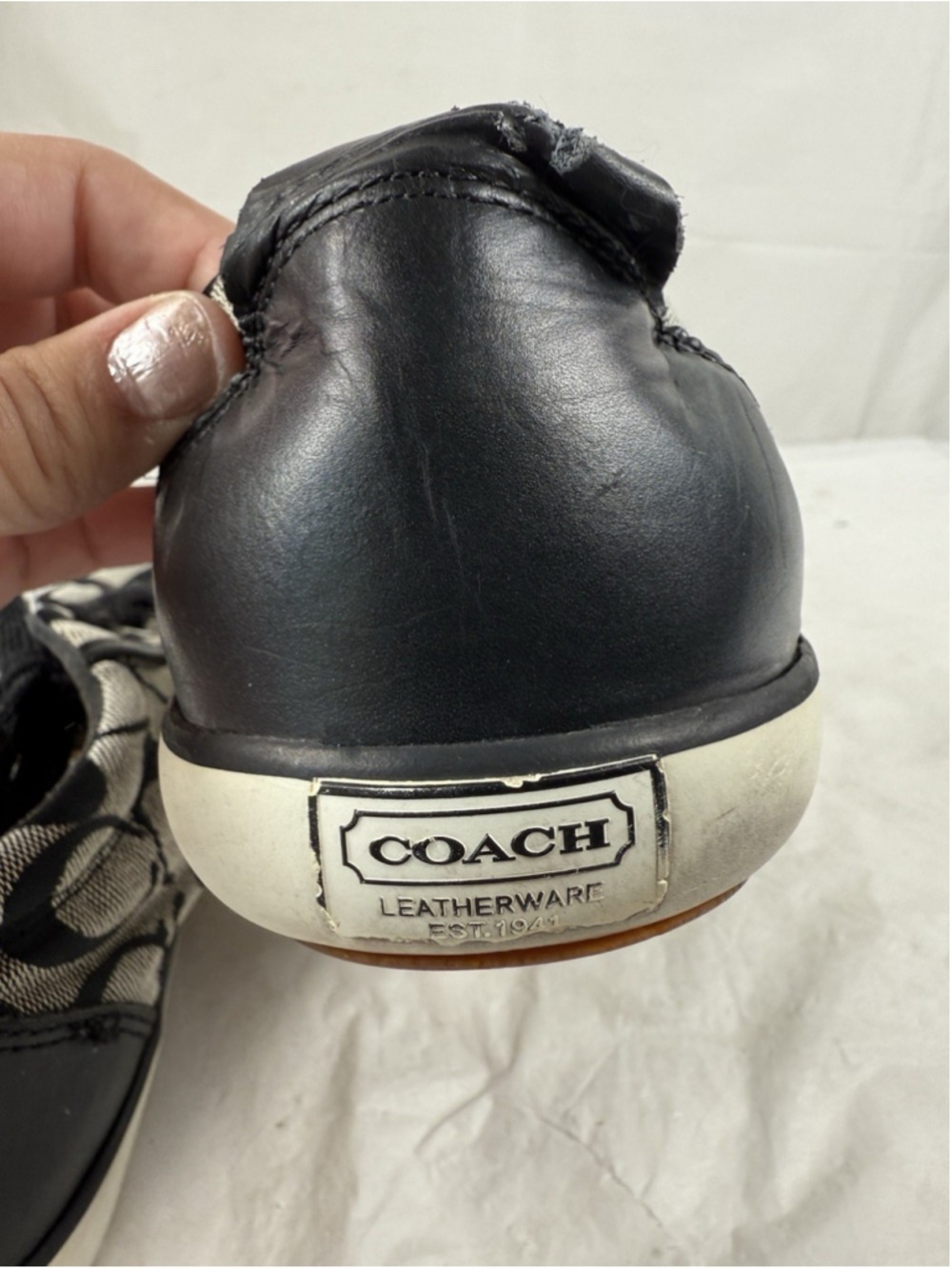 Canvas Coach Barrett Sneakers Size 10 B womens, black/gray logo - Picture 8 of 15